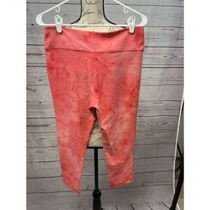 Vogo Athletica Womens Pink Orange Tie Dye Cropped Leggings Size L Yoga Gym Capri